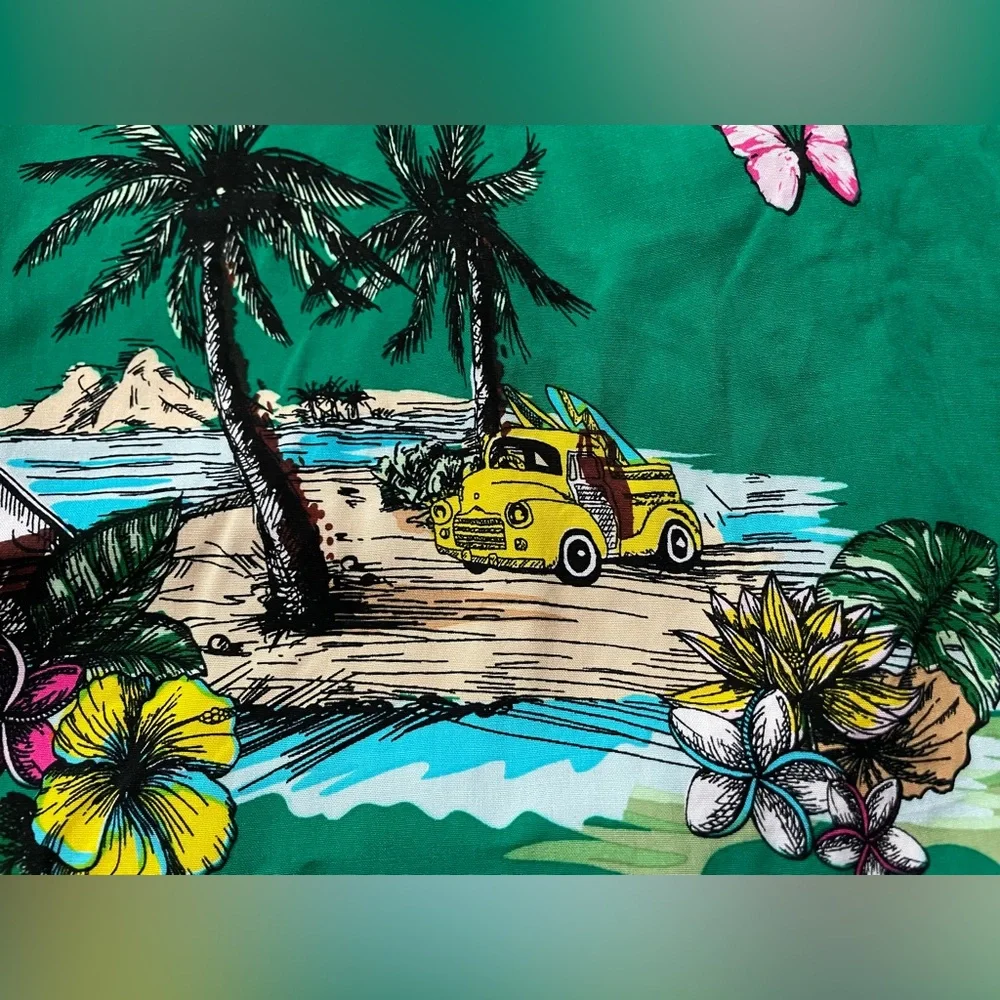 Good Vibes by Drill Clothing Shirt Men XL Green Button Hawaiian Aloha NWT - Picture 6 of 6